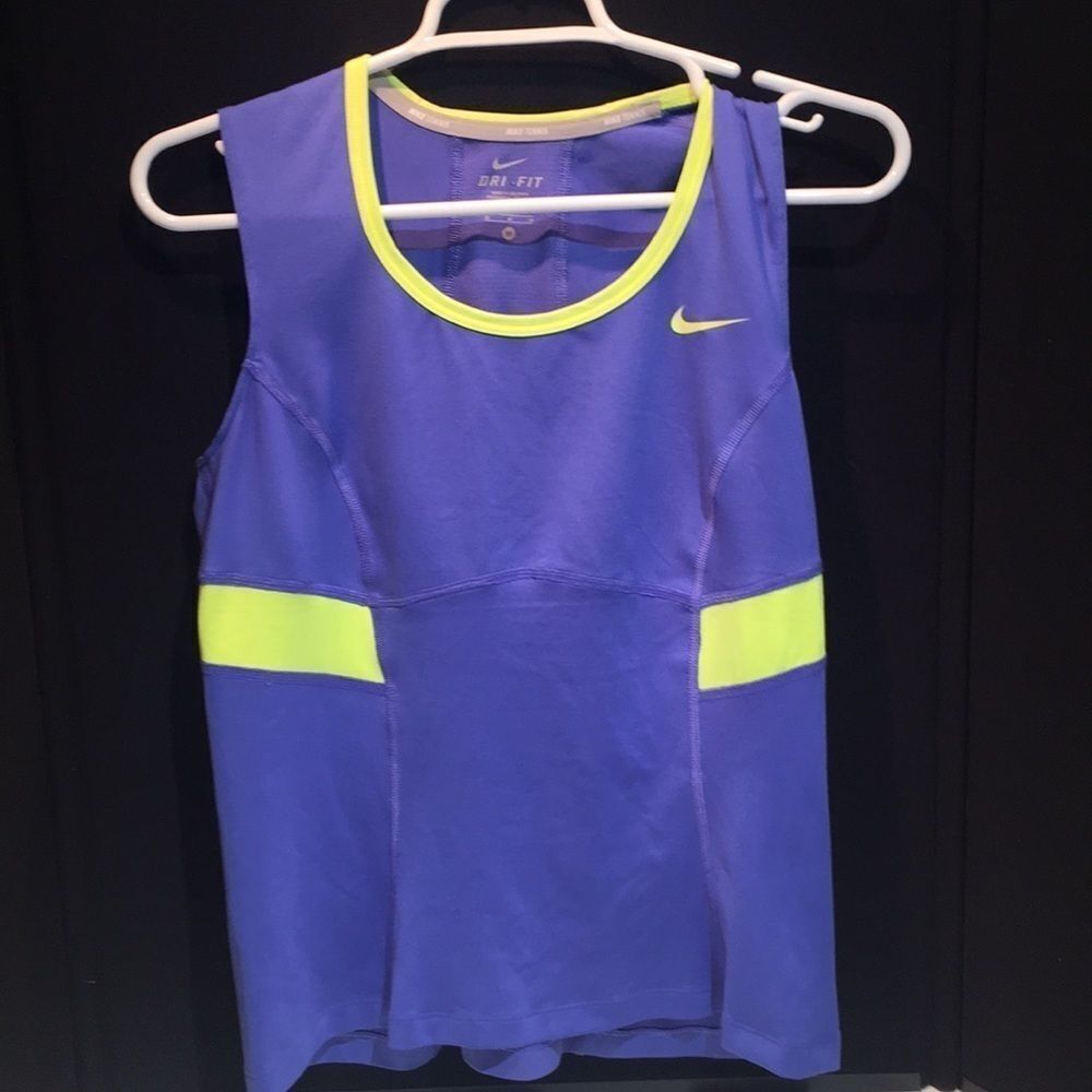 Nike Sleeveless Tank Top - Blue/Yellow - Preowned - Tiny Hole & Slightly Lifted